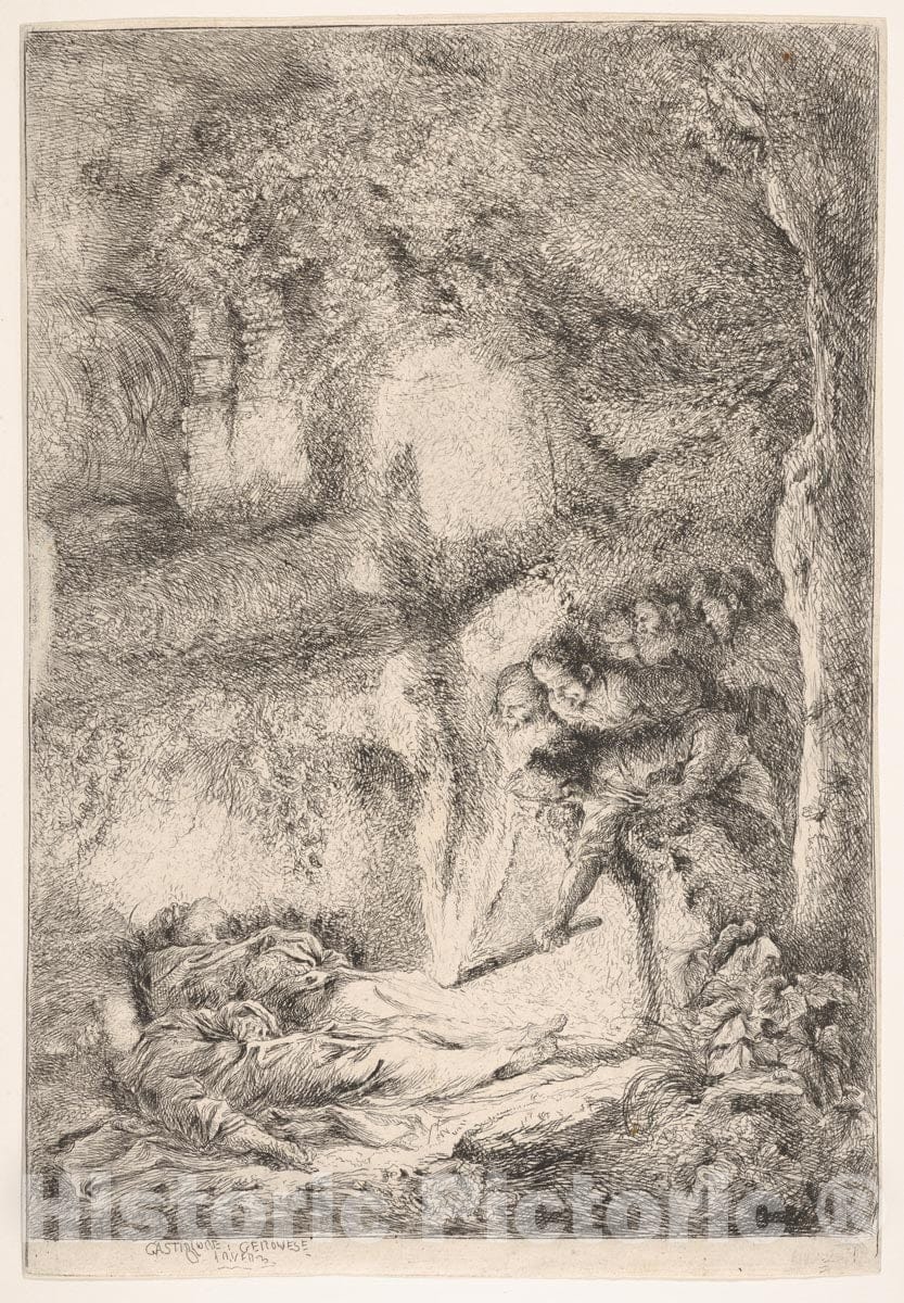 Art Print : Giovanni Benedetto Castiglione (Il Grechetto) - Finding The Bodies of Saints Peter and Paul 2 : Vintage Wall Art