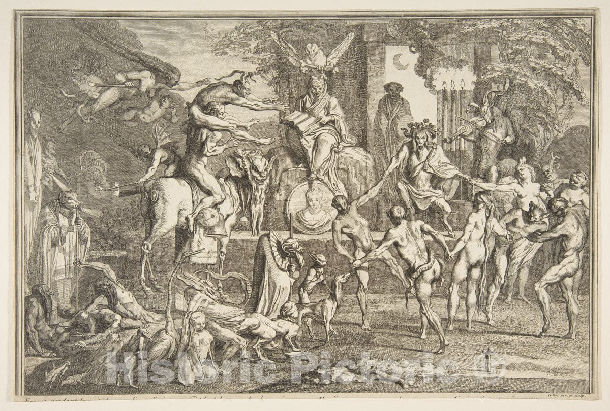 Art Print : Claude Gillot - Errant Pendant la nuit. : Vintage Wall Art