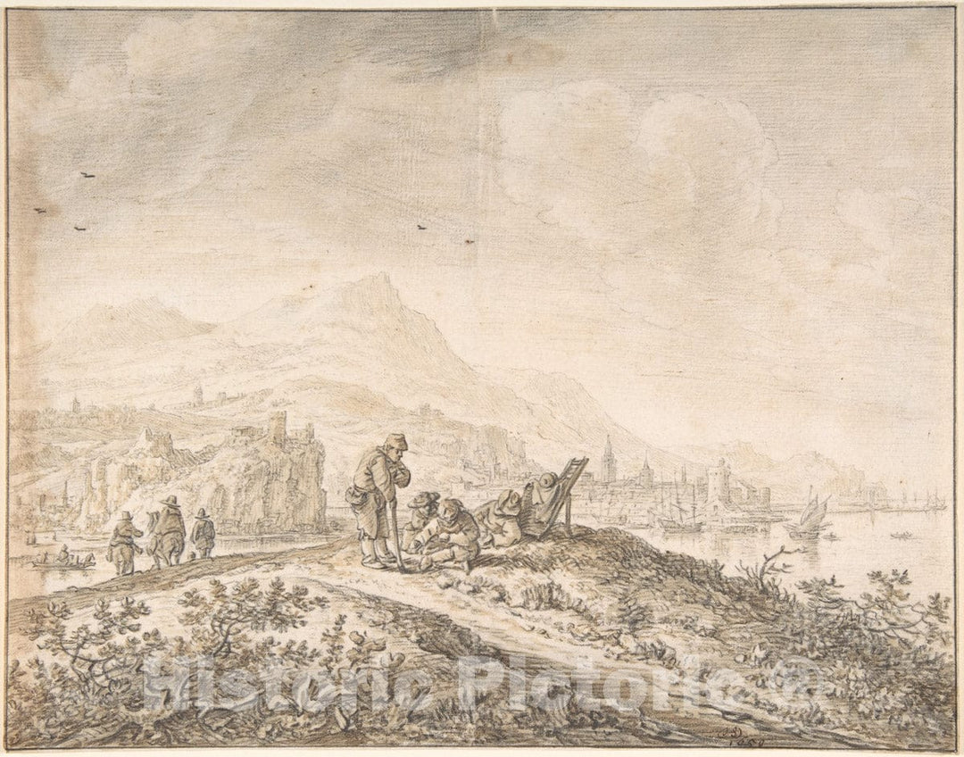 Art Print : Herman Saftleven II - Fantasy Rhine Landscape : Vintage Wall Art
