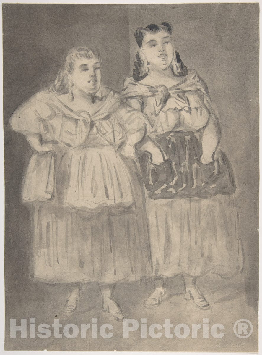 Art Print : Constantin Guys - Two Fat Peasant Women : Vintage Wall Art