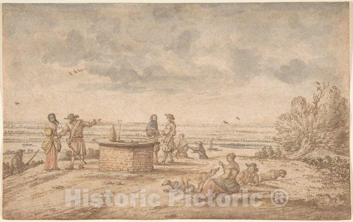 Art Print : Anthonie Van Borssom - Elegant Party on The Tafelberg : Vintage Wall Art