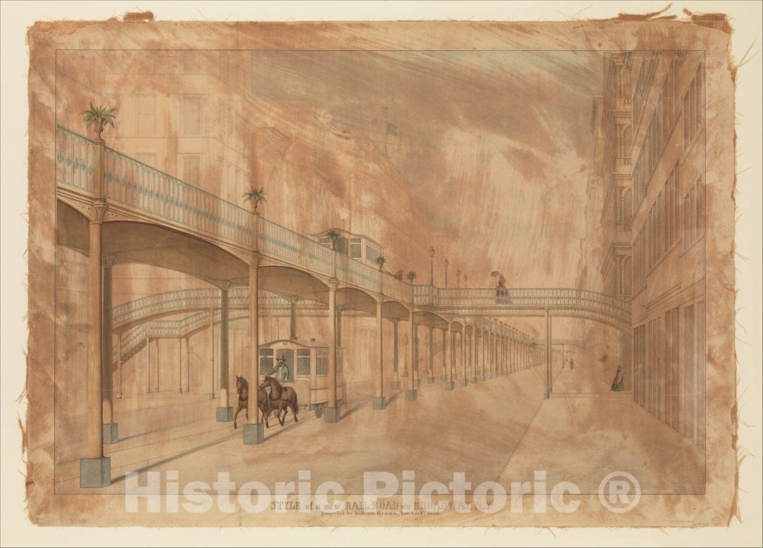 Art Print : J. Beigel - Elevated Railroad, Broadway, New York : Vintage Wall Art