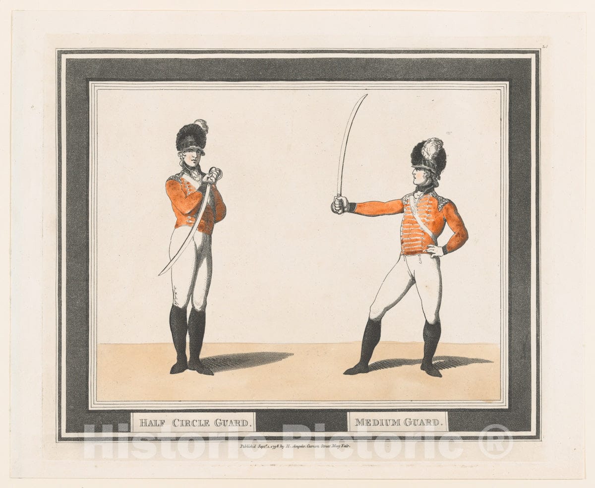 Art Print : Thomas Rowlandson - Half Circle Guard, Medium Guard : Vintage Wall Art