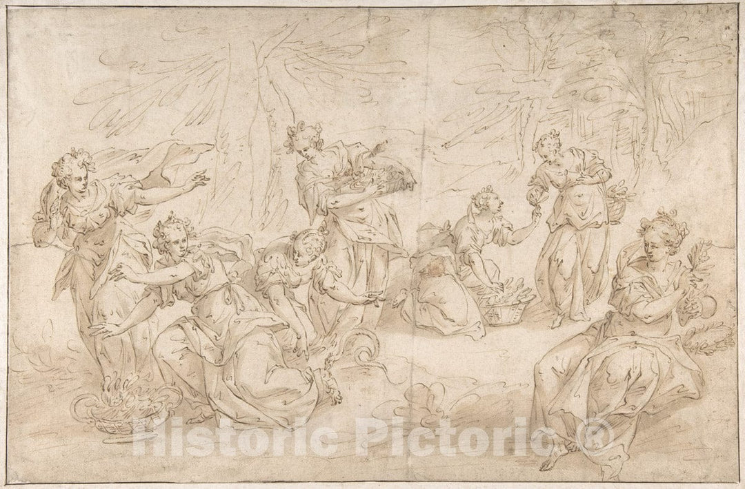 Art Print : Hendrick de Clerck - Eurydice Bitten by a Serpent : Vintage Wall Art