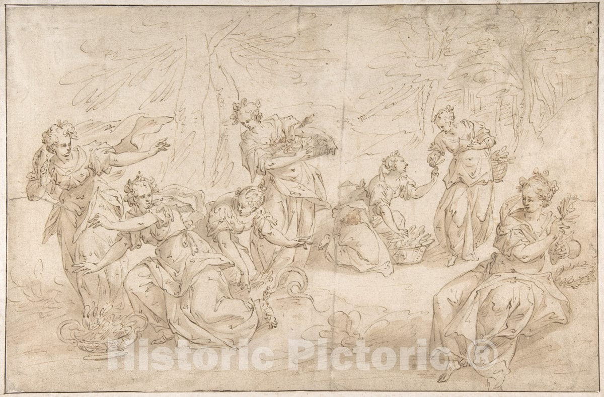 Art Print : Hendrick de Clerck - Eurydice Bitten by a Serpent : Vintage Wall Art