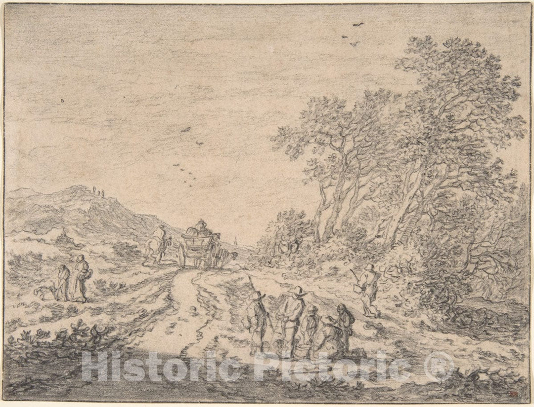 Art Print : Pieter de Molijn - Figures on a Road : Vintage Wall Art