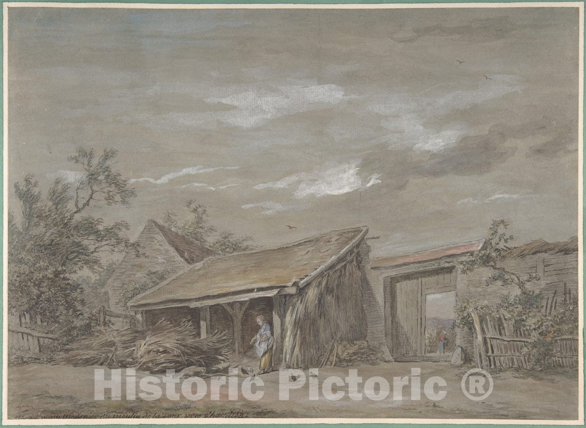 Art Print : Jean-Baptiste-Denis Lempereur - Farmyard : Vintage Wall Art