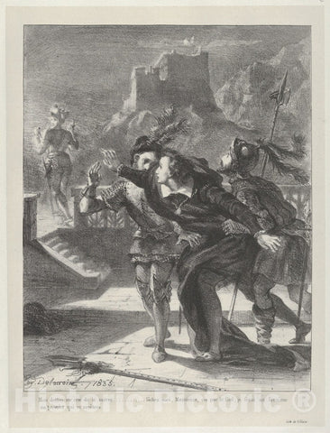Art Print : Eugène Delacroix - Hamlet Tries to Follow His Father's Ghost : Vintage Wall Art
