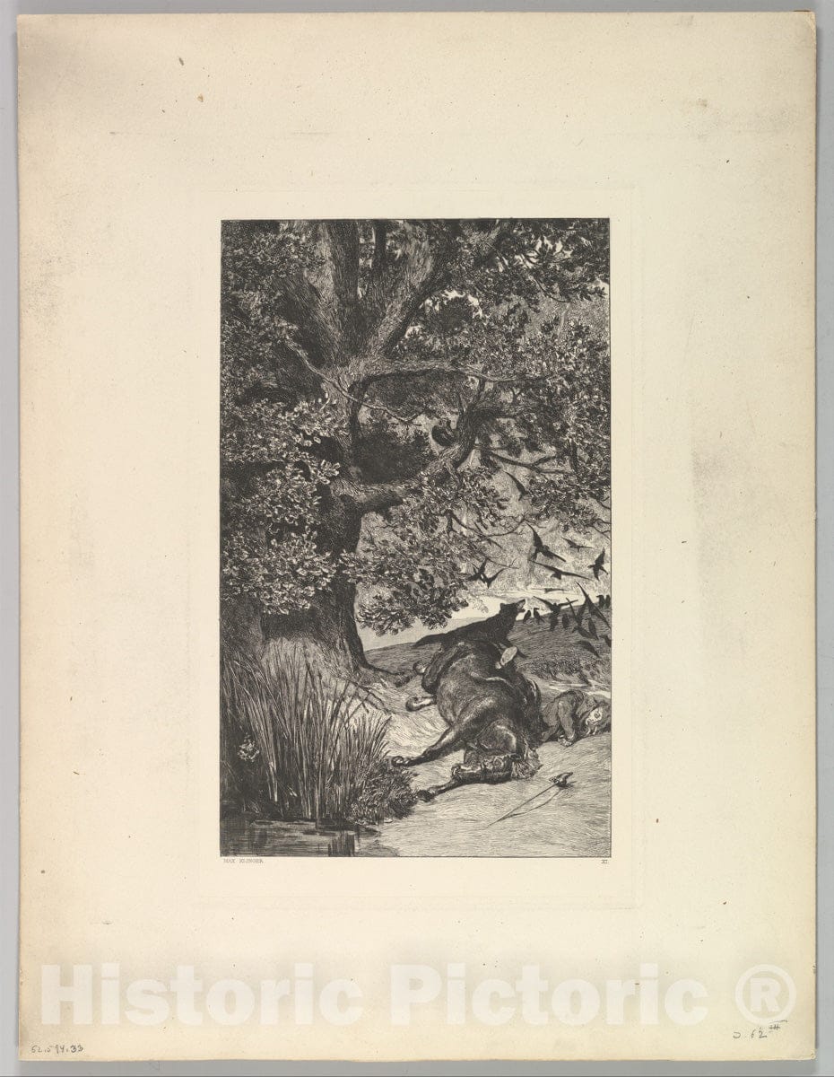 Art Print : Max Klinger - Gefallener Reiter, from The Series Intermezzi : Vintage Wall Art