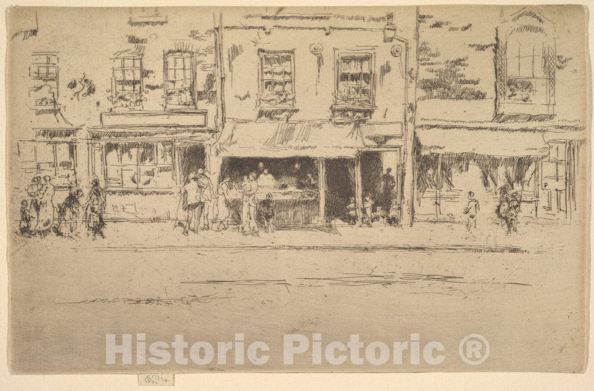 Art Print : James McNeill Whistler - The Fish Shop, Busy Chelsea (Fish Shop, Chelsea) : Vintage Wall Art