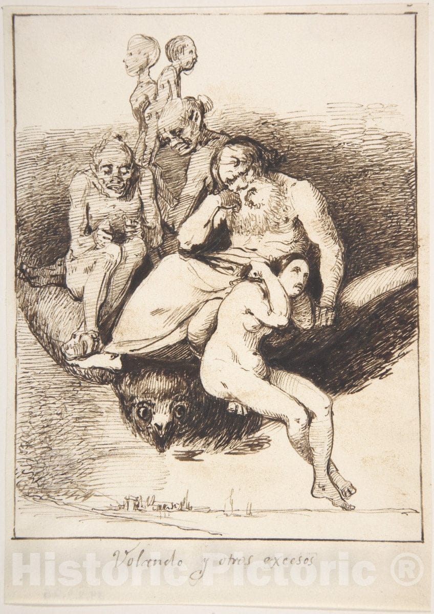 Art Print : Leonardo Alenza y Nieto - Flying and Other Excesses (Volando y otros excesos) : Vintage Wall Art
