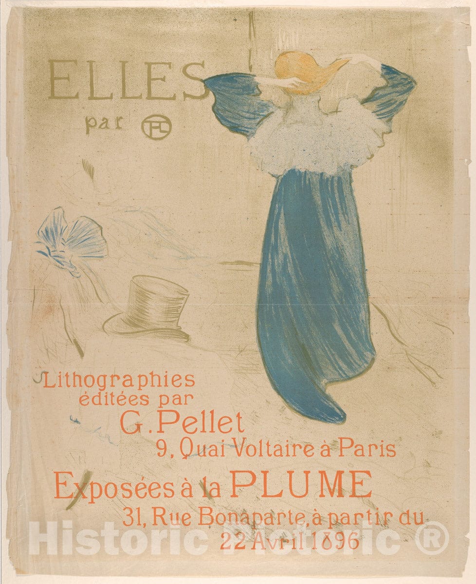 Art Print : Henri de Toulouse-Lautrec - Elles (Poster for 1896 Exhibition at La Plume) 1 : Vintage Wall Art