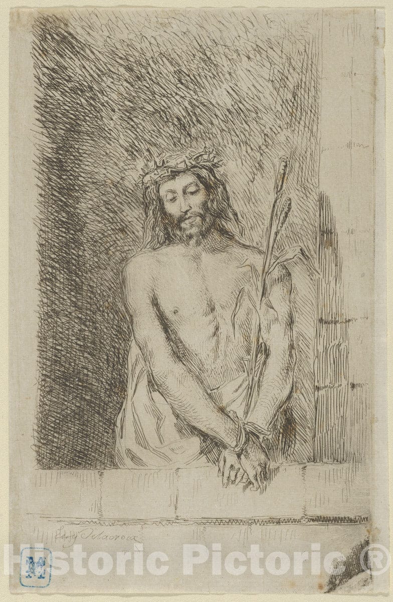 Art Print : Eugène Delacroix - ECCE Homo (Christ with The Reed) : Vintage Wall Art