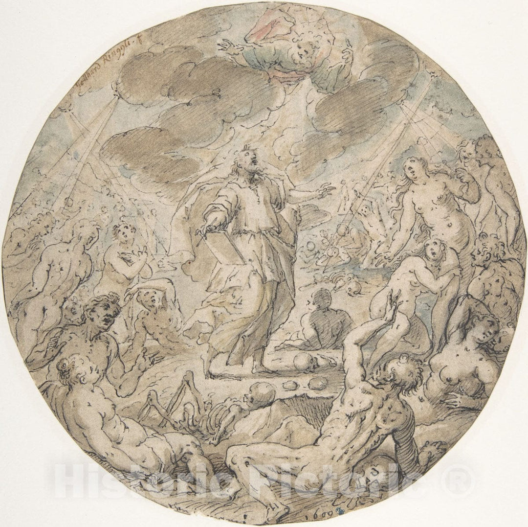 Art Print : Georg Pecham - Ezekiel in The Valley of The Dry Bones : Vintage Wall Art