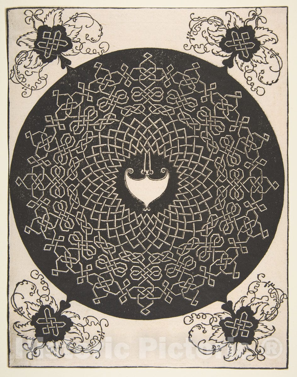 Art Print : Albrecht Dürer - Embroidery Pattern with an Amazon Shield in its Center : Vintage Wall Art