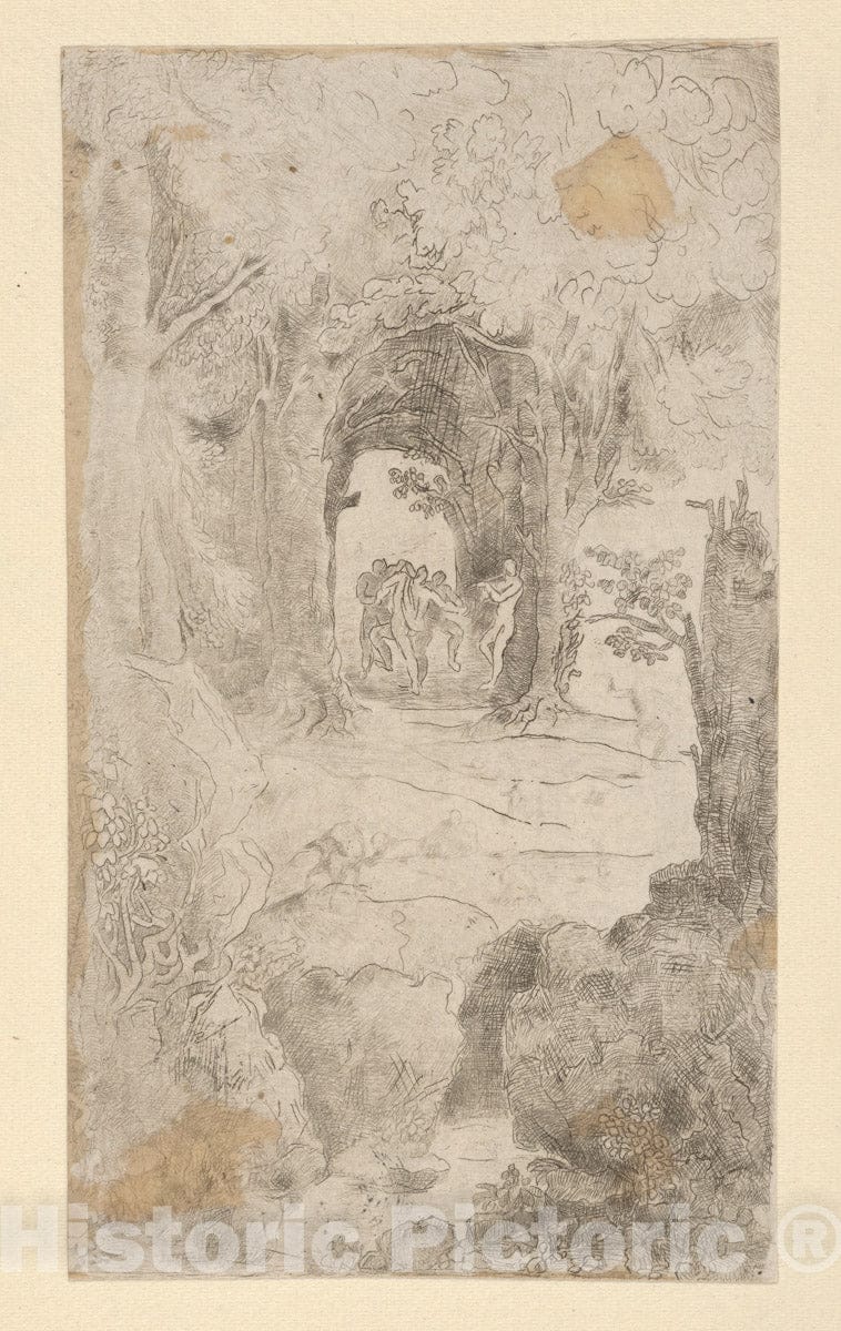 Art Print : Rodolphe Bresdin - Faunes Dansant (Dancing Fauns) : Vintage Wall Art