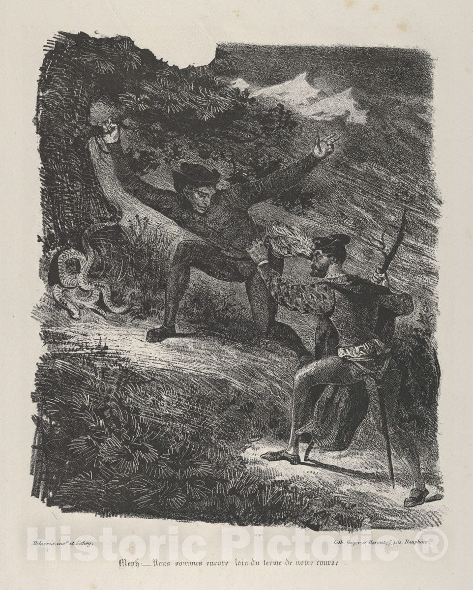 Art Print : Eugène Delacroix - Faust and Mephistopheles in The Hartz Mountains (Goethe, Faust) : Vintage Wall Art