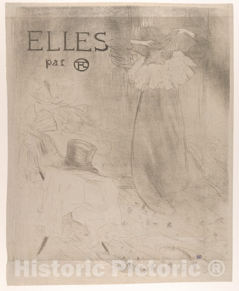 Art Print : Henri de Toulouse-Lautrec - Elles (Portfolio Cover) 1 : Vintage Wall Art