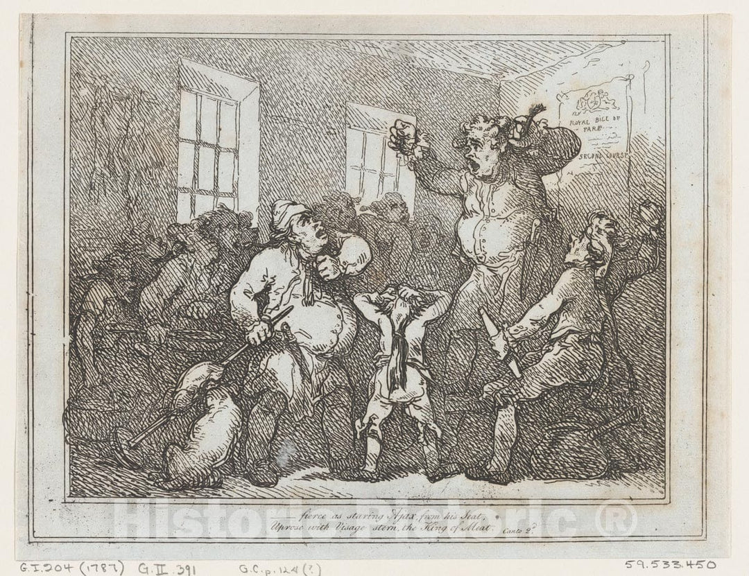 Art Print : Thomas Rowlandson - Fierce as Staring Ajax from This seat. : Vintage Wall Art