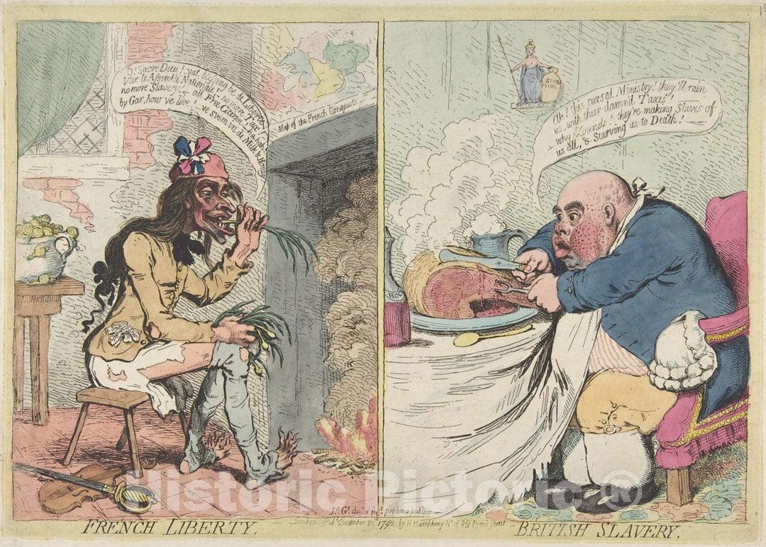 Art Print : James Gillray - French Liberty. British Slavery : Vintage Wall Art