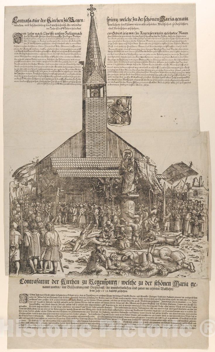 Art Print : Michael Ostendorfer - Pilgrims at The Church of The 'Beautiful Virgin' at Regensburg : Vintage Wall Art