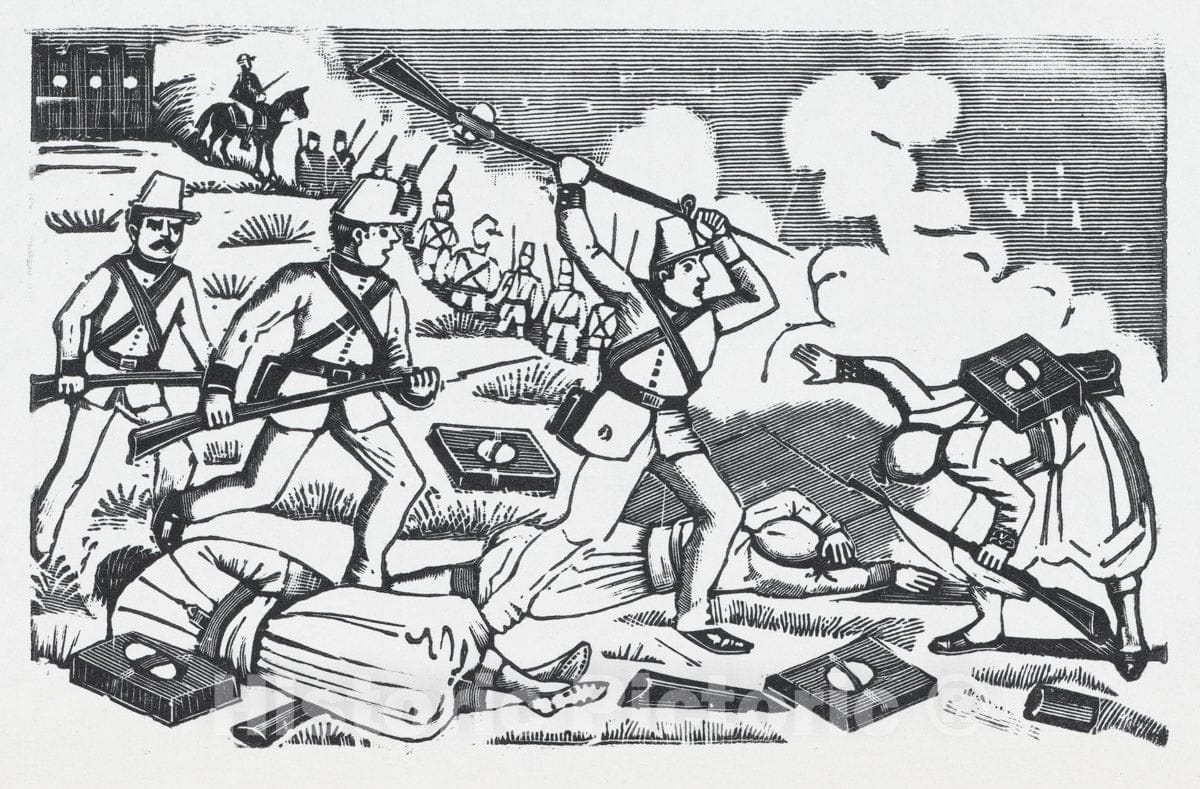 José Guadalupe Posada - A Soldier Raising his Rifle to stab The Enemy ...