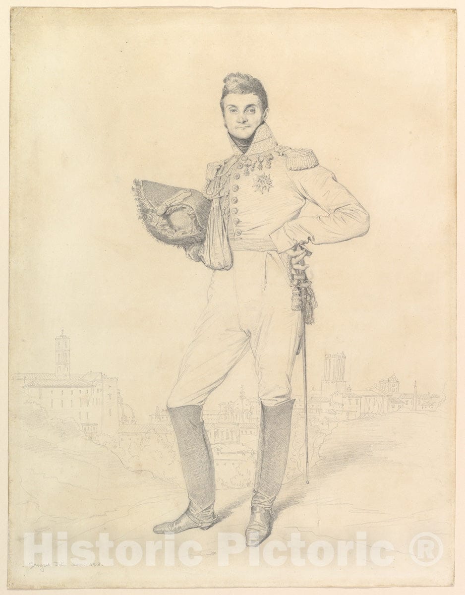 Art Print : Jean Auguste Dominique Ingres - General Louis-Étienne Dulong de Rosnay : Vintage Wall Art
