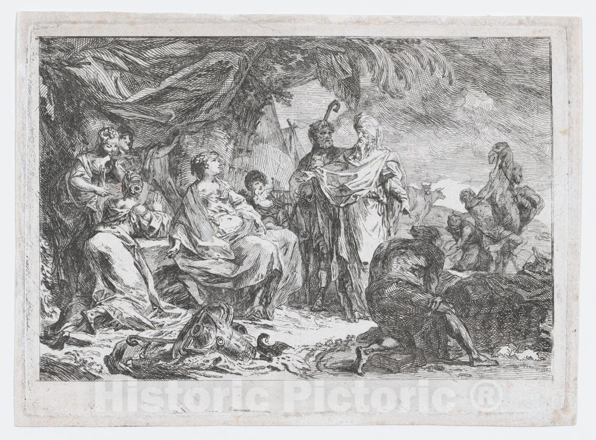 Art Print : Gabriel de Saint-Aubin - Laban Searching for his Household Gods : Vintage Wall Art