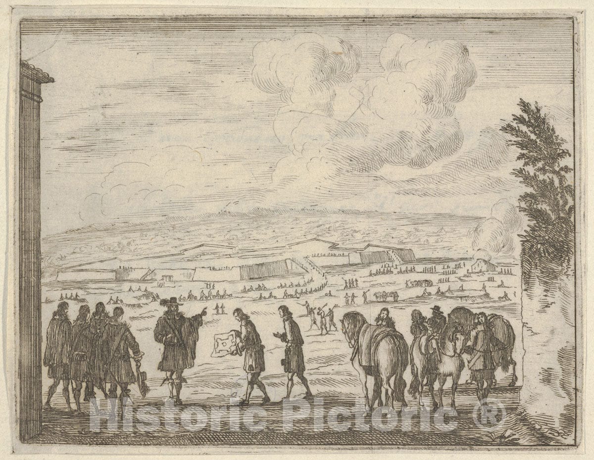 Art Print : Francesco I d'Este Builds The Fortresses of Modena for The Security of his People - Artist: Bartolomeo Fenice (Fenis) - Created: 1659 : Vintage Wall Art
