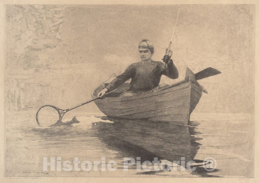 Art Print : Winslow Homer - Fly Fishing, Saranac Lake : Vintage Wall Art