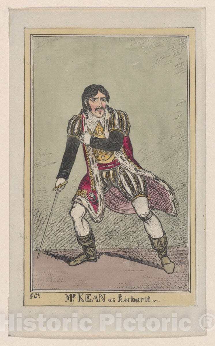 Art Print : George Cruikshank - Edmund Kean as Richard III 1 : Vintage Wall Art