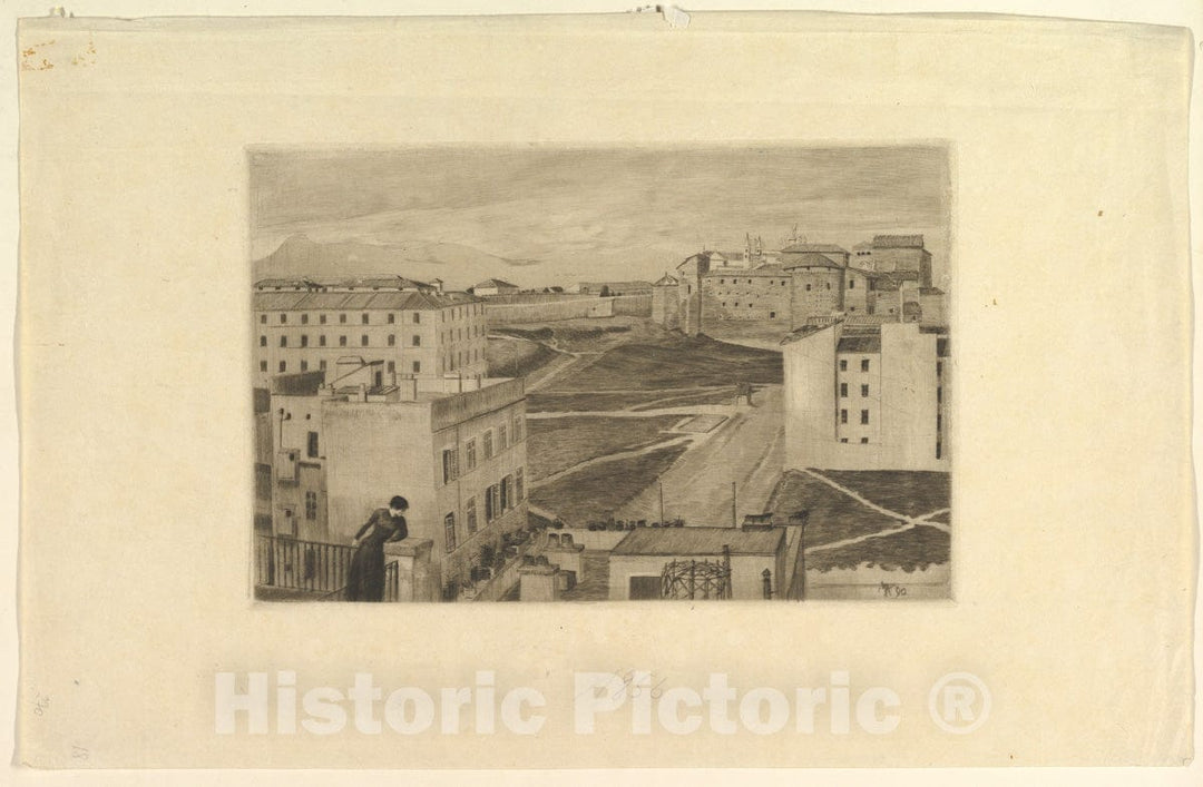 Art Print : Max Klinger - View from The Artist's Studio Window, Rome : Vintage Wall Art