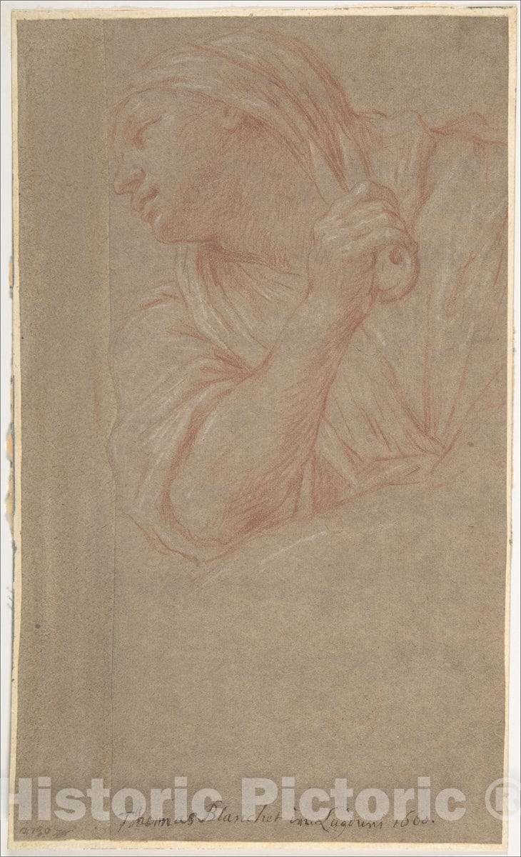 Art Print : Thomas Blanchet - Half Figure of a Woman : Vintage Wall Art