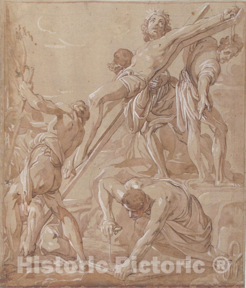 Art Print : After Alessandro Tiarini - Elevation of The Cross : Vintage Wall Art