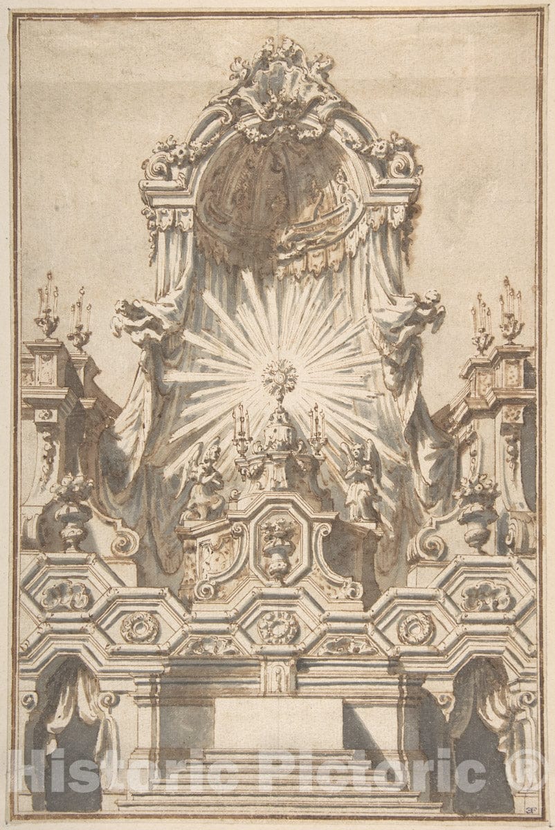 Art Print : Giuseppe Galli Bibiena - Framed Design for an Altar : Vintage Wall Art