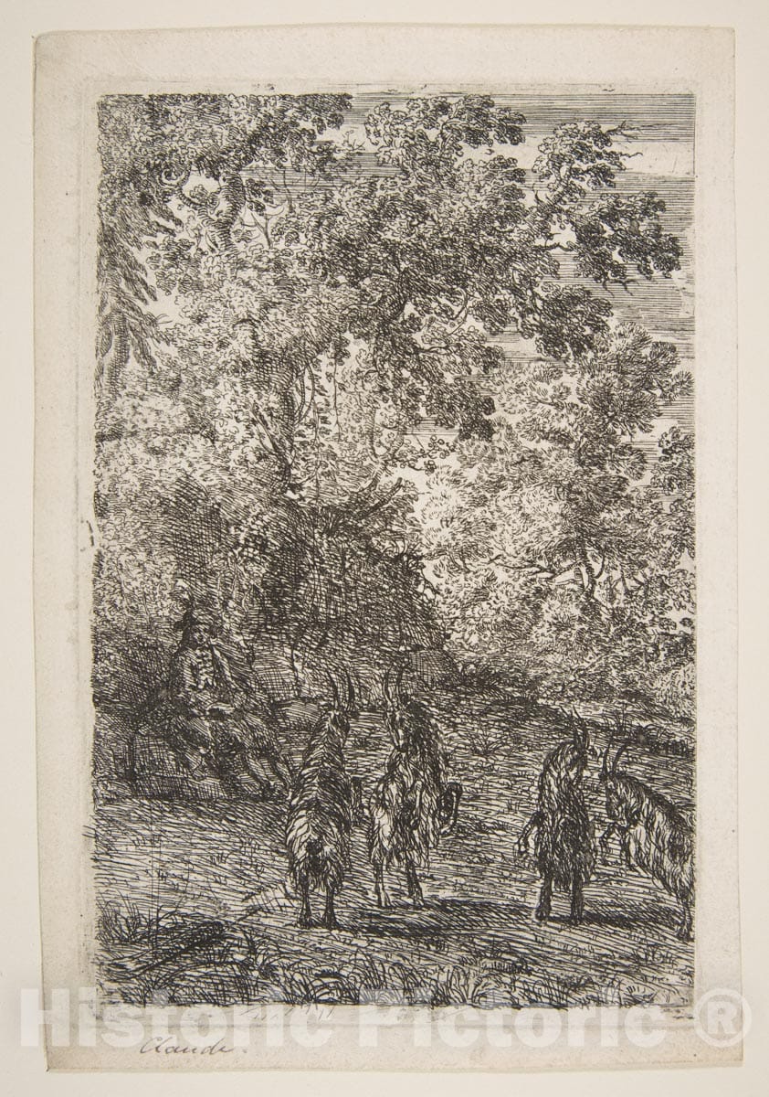 Art Print : Claude Lorrain (Claude Gellée) - Four Goats (Left Section of The Goats) 1 : Vintage Wall Art