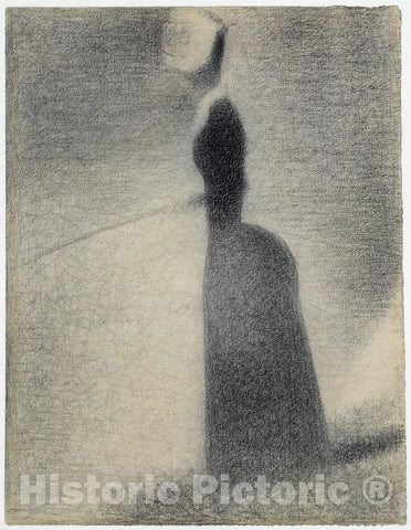 Art Print : Georges Seurat - A Woman Fishing : Vintage Wall Art