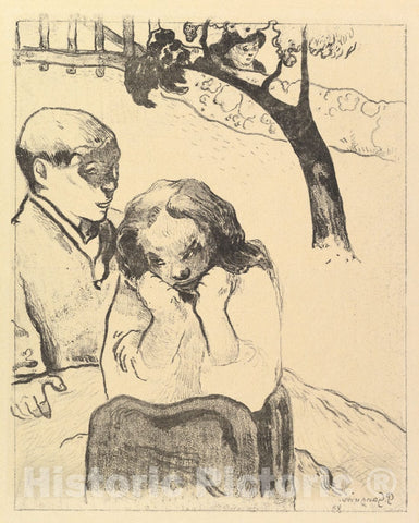 Art Print : Paul Gauguin - Human Misery, from The Volpini Suite: Dessins lithographiques : Vintage Wall Art
