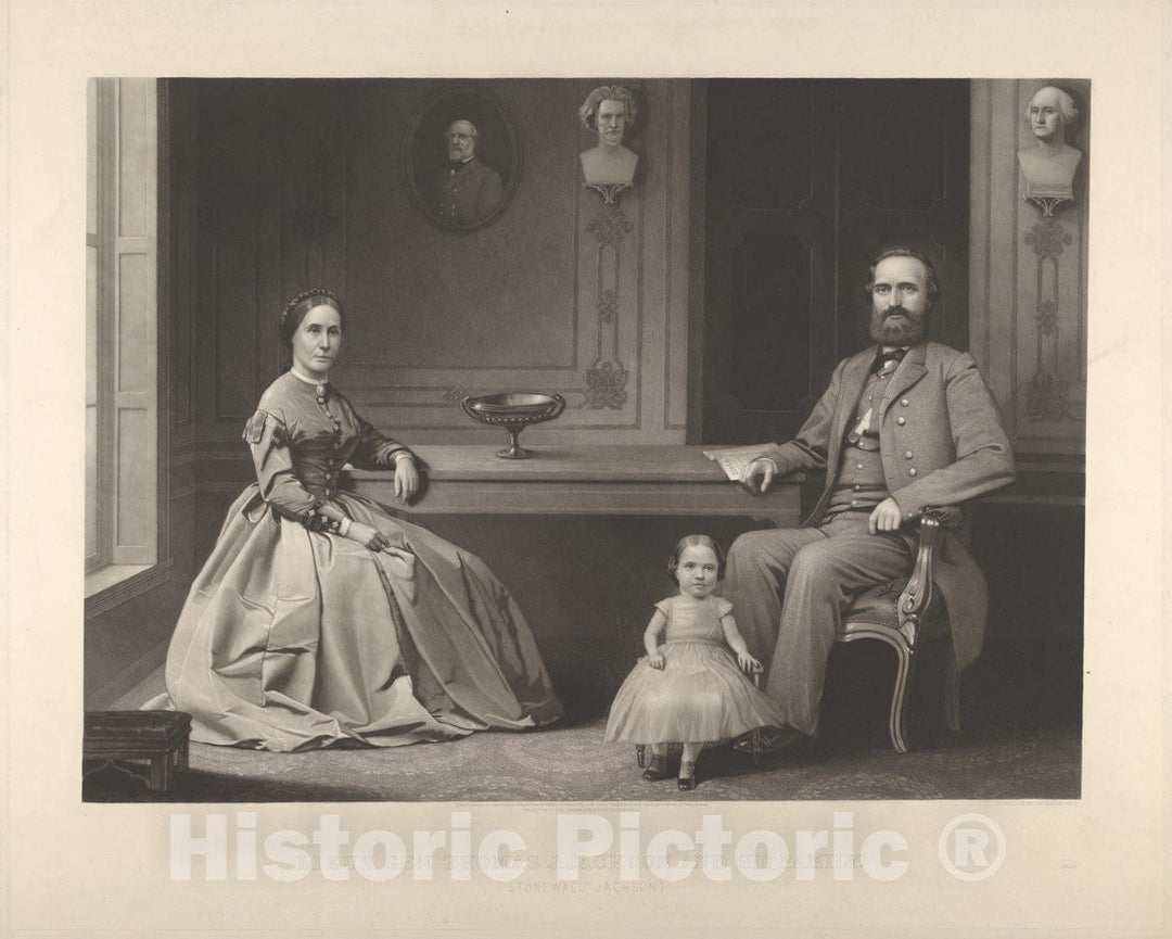 Art Print : William Sartain - Lieutenant General Thomas J. Jackson and His Family (Stonewall Jackson) : Vintage Wall Art