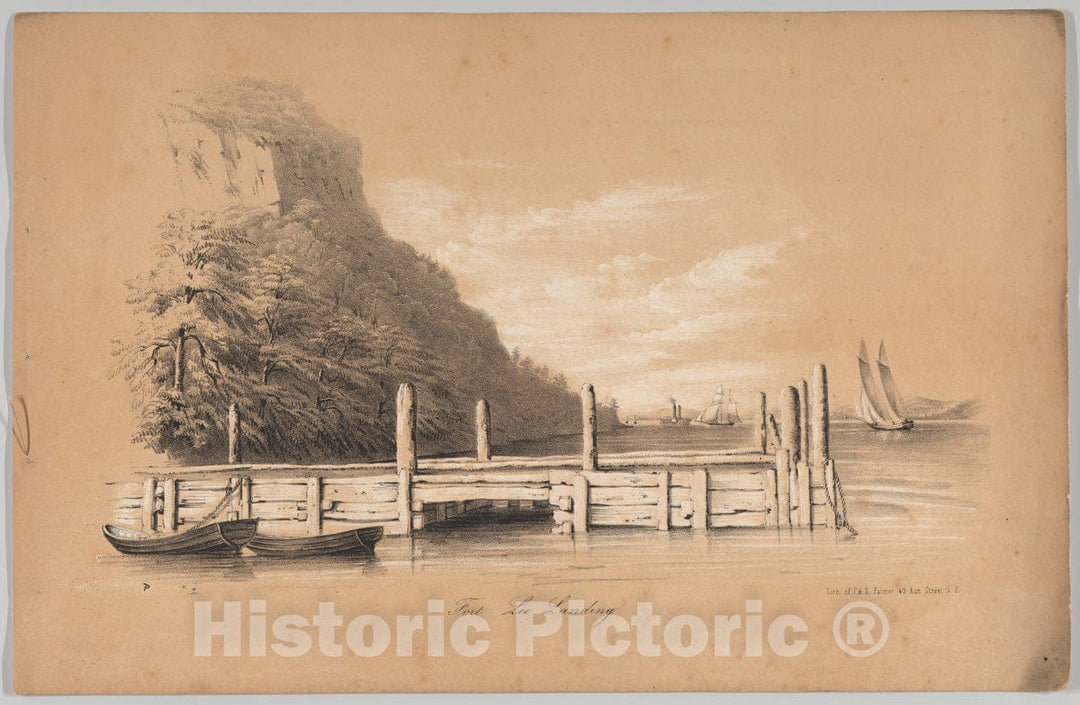 Art Print : ; Fort Lee Landing, in - Artist: W. H. Graham - Created: 1847 : Vintage Wall Art