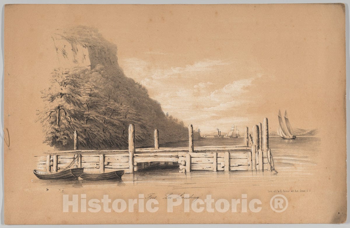 Art Print : ; Fort Lee Landing, in - Artist: W. H. Graham - Created: 1847 : Vintage Wall Art