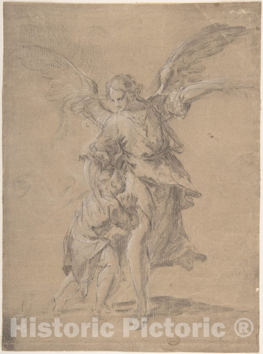 Art Print : Spanish, 17th Century - Tobias and The Angel : Vintage Wall Art