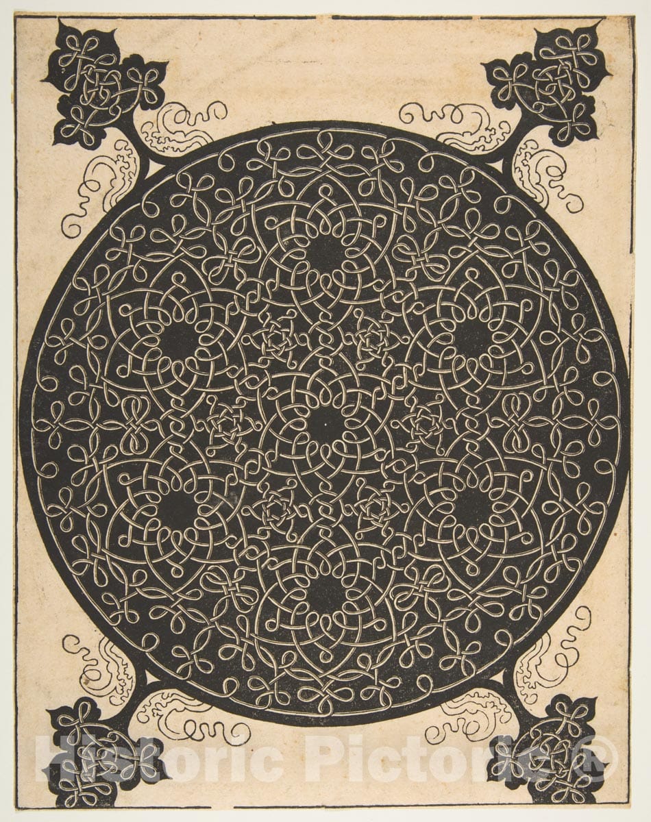 Art Print : Albrecht Dürer - Embroidery Pattern with Seven Six-Pointed Stars and Four Corner Pieces 2 : Vintage Wall Art
