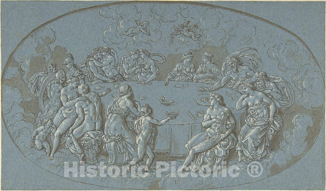 Art Print : Circle of Bernard Picart - Feast of The Gods : Vintage Wall Art