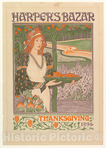 Art Print : Louis John Rhead - Harper's Bazar: Thanksgiving : Vintage Wall Art