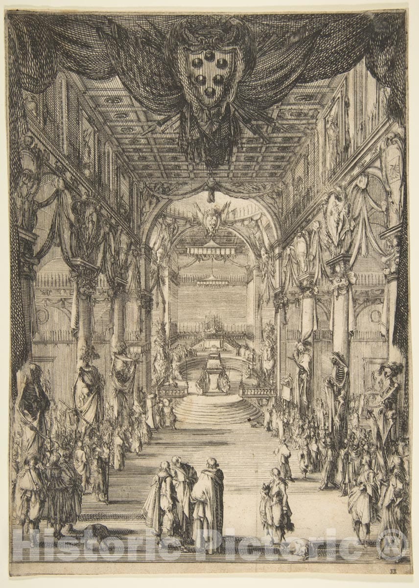 Art Print : Etched by Stefano Della Bella - Funeral of Francesco de' Medici : Vintage Wall Art