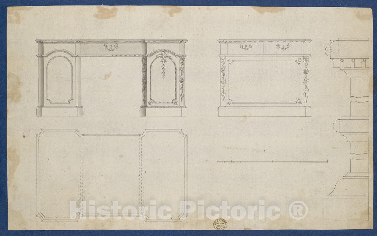 Art Print : Thomas Chippendale - Library Tables, from Chippendale Drawings, Vol. II : Vintage Wall Art