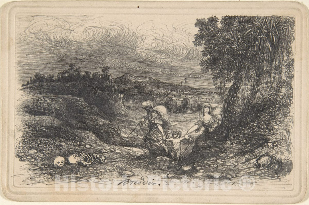 Art Print : Rodolphe Bresdin - Flight to Egypt : Vintage Wall Art