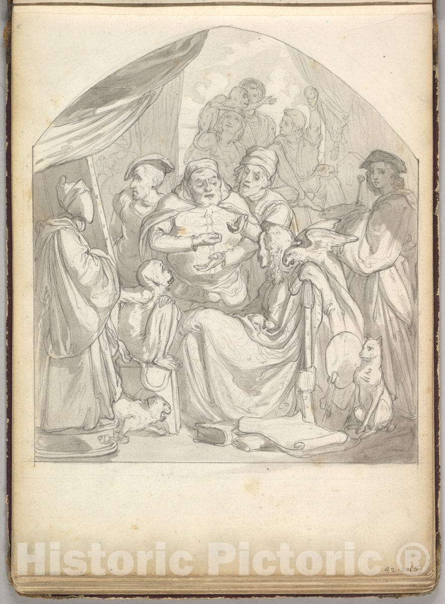 Art Print : Frederic, Lord Leighton - Scene in an Artist's Studio (in Sketch Book with Drawings on Twenty-six Leaves) : Vintage Wall Art