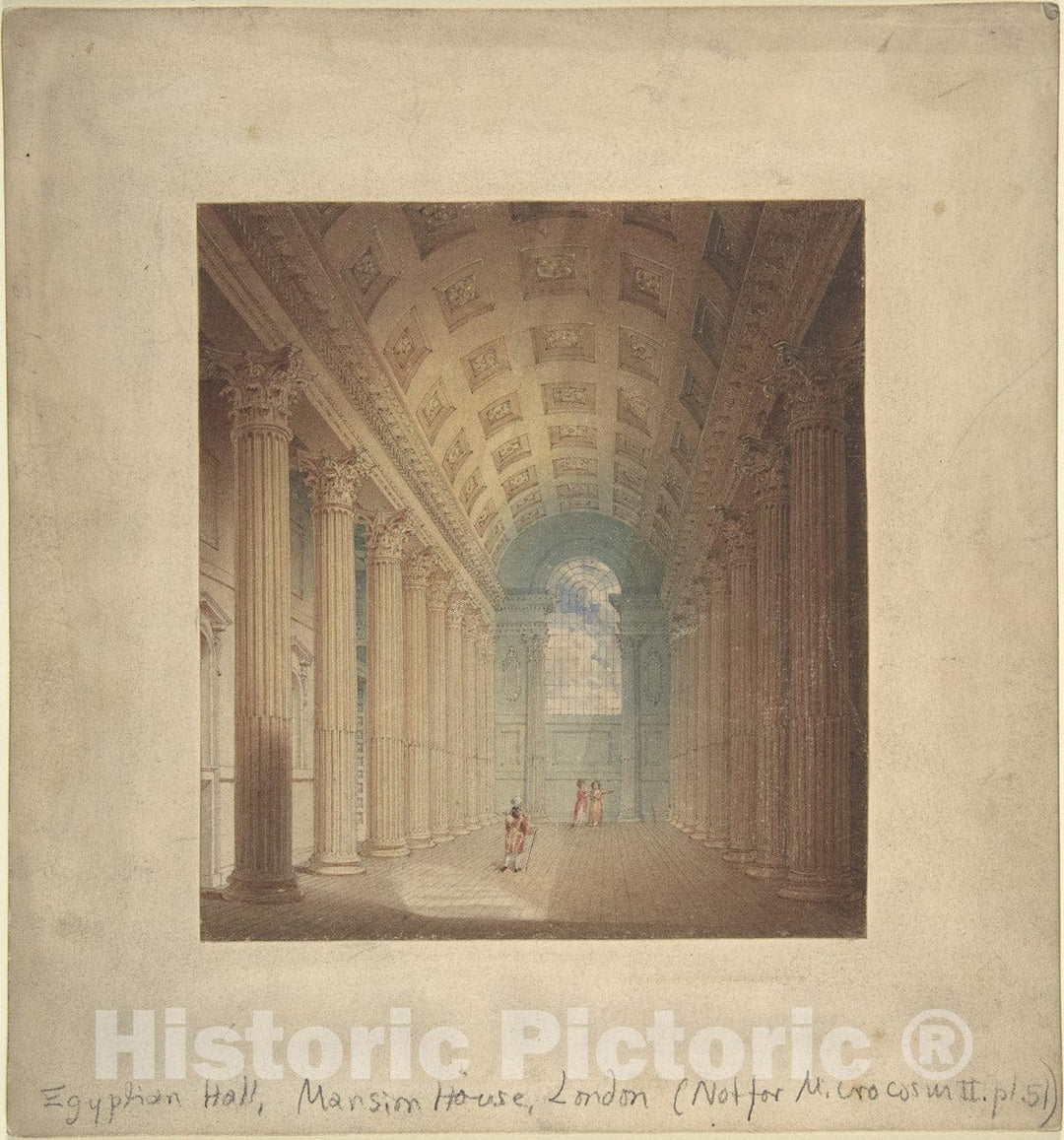 Art Print : Auguste Charles Pugin - Egyptian Hall, Mansion House, London : Vintage Wall Art